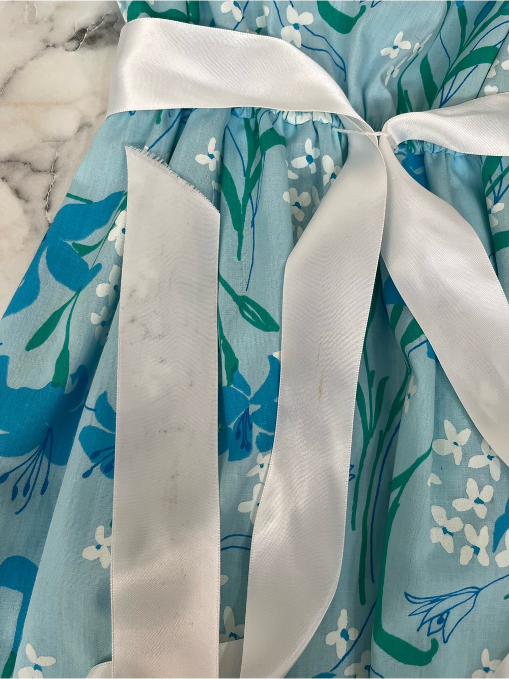 Vintage Lilly Pulitzer 80’s cotton midi dress light blue floral basket weave hem - Picture 15 of 16